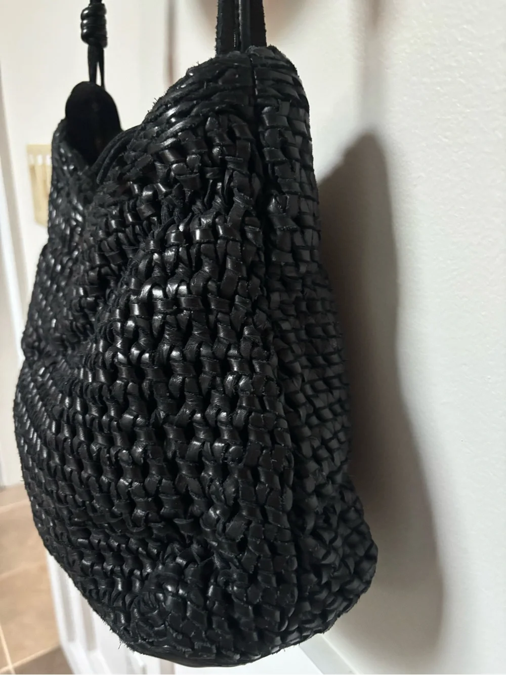 Woven Leather Hobo Bag with weaved handles